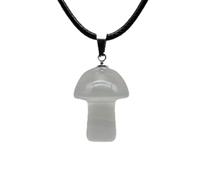 100pcs Natural Gem Stone Quartz Crystal Hand Carved Mushroom Pendant Necklace-White agate