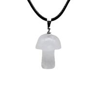 100pcs Natural Gem Stone Quartz Crystal Hand Carved Mushroom Pendant Necklace-White crystal