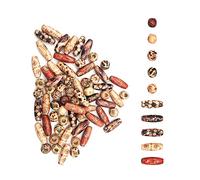 100pcs Natural Printed Wooden Beads,Wooden Beads Macrame Large Hole Beads,Loose Spacer Wood Beads Round Wood Beads for Jewelry Making Bracelet Necklace Hair DIY Embellishment(2 Sizes)