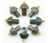100pcs Natural Stone Quartz Crystal Mushroom Pendant or Jewelry Making -Indian agate