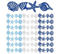 100pcs Nautical Wooden Sea Star and Shell Ornaments | Lightweight Wood Slices, Mediterranean Style, Flexible Placement, for Garlands, Gift Wrapping, Teachers Random Style