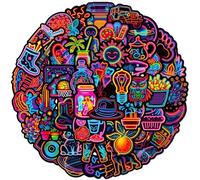 100PCS Neon Cool Stickers Pack - Waterproof Vinyl Decals for Scrapbook, Journal, Laptop, Phone, Scooter, Skateboard, Luggage & Water Bottles | Fun Stickers for Kids, Teens Adults