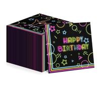 100Pcs Neon Napkins, 13 x 13 Inches Glow in The Dark Paper Napkins, Black Light Glow Party Supplies Tissue Paper for Lets Glow Crazy Party Neon Fluorescent Birthday Party Decorations
