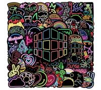 100PCS Neon Stickers for Water Bottle Laptop Luggage Suitcase Guitar Car Journal Skateboard Bike Motorcycle Bike Scrapbook,Cool Graffiti Waterproof Decals for Adults Kids Teens Best Gift