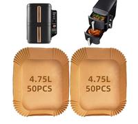 100PCS Ninja Double Stack XL 9.5L Air Fryer Liner, Dual Air Fryer Paper Liners for Ninja SL400UK, AF300UK, AF400UK, Air Fryer Liners Disposable for Ninja, Cosori, Tower, Other Dual Airfryer