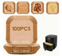 100pcs Non-Stick Air Fryer Liners - Premium Paper Single Sheets with Ridged Edges for Secure Cooking, Easy Cleanup & Healthy Cooking - Multi-Use for Baking, Roasting, Microwaving - Ideal for Home & Co