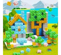 100PCS Nordic Town Magnetic Blocks Set - Modular Scandinavian Architecture Building Kit with Sloped Roof & Cobblestone Textures