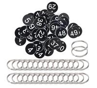 100Pcs Number Plates and 50Pcs Metal Rings, Plastic Number Plates, Number Labels, Suitable for Restaurants, Hotels, Gyms, Schools, Offices
