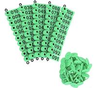 100pcs Numbered Ear Tags 001-100 for Sheep Goats Lambs Hogs, Thickened Animal Tags, Livestock Breeding Equipment(Green)