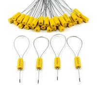 100pcs Numbered Security Cable Seals Tamper Proof Steel Wire Cable Tags Pull-Tite Trailer Seals Cable Ties-Strap (Yellow)