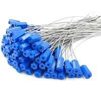 100pcs Numbered Security Cable Seals Tamper Proof Steel Wire Cable Tags Pull-Tite Trailer Seals Cable Ties-Strap (Blue)