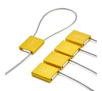 100pcs Numbered Security Steel Cable Seals, Metal Container Seals Aluminum Pull Tight Adjustable Cable, Shipping Label Metal Tags, for Logistics, Truck, Trailer, Cargo Shipping (Yellow, 100pcs)