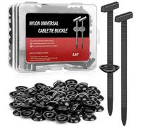 100PCS Nylon Universal Cable Tie Buckle, Latest Upgraded Heavy Duty Rivet T Zip Ties, Double-Side Self-Locking Automotive Zipper Clips for Car Fender Trunk Bumper Repair, Workshop (Black)