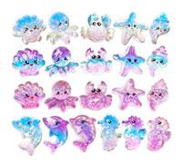 100Pcs Ocean Mini Resin Animals, Tiny Sea Creatures Figurines, Cartoon Shell Ornament, Miniature Resin Animals for DIY Craft, Micro Landscaping, Fairy Garden & Aquarium Decor