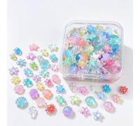 100pcs Ocean-Themed Sea Mini Resin Animals, Shell Turtle, Glow in The Dark