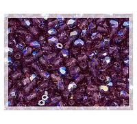 100pcs of Faceted Fire Polished Pressed Czech Glass Beads 4mm (0.16in), Amethyst AB Violet Purple 20060-28701 BCV