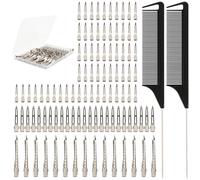 100pcs of three sizes of anti-rust metal alligator clips, Hair Styling, DIY accessories, And item fixation. Two distribution combs for braids, Coloring and styling