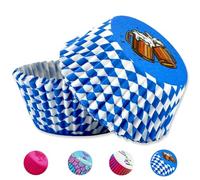 100Pcs Oktoberfest Cupcake Cases, Blue and White Checkered Paper Baking Cases, Greaseproof Paper Baking Cups, Muffin Cup Cake Paper Liners Small Muffin Cupcake for Oktoberfest Bavarian Festival Party