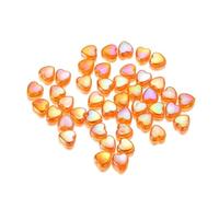 100PCS Orange Heart Shape Beads 9mm, Iridescent Acrylic Loose Beads for Crafting