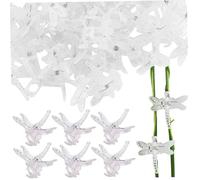 100Pcs Orchid Clips 1.4" Dragonfly-Shaped Clear Plastic Plant Support Clips for Climbing Plants Replacement Gardening Supplies, Orchid for Plants Support