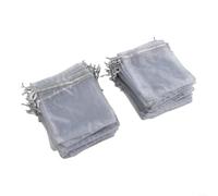 100Pcs Organza Bags for Fruit Protection Efficient Insect Barrier with Drawstring for Garden Use and Monitoring (Shallow blue)