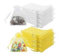 100Pcs Organza Gift Pouches - 8 x 10cm Mesh Drawstring Bags for Wedding Favours, Birthday Party Candy & Jewellery
