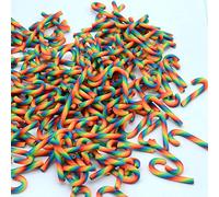 100pcs/Pack 3D Red Green Blue Candy Canes Slices Supplies Polymer Soft Clay DIY Decoration for Nail Art Slime Kit DIY Cake Dessert Simulation Food RT12-RGB