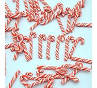 100pcs/Pack 3D Red White Candy Canes Slices Supplies Polymer Soft Clay DIY Decoration for Nail Art Slime Kit DIY Cake Dessert Simulation Food RT12-RW