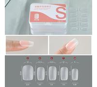 100Pcs/pack Clear Half Frosted Nails Tip Acrylic Fake Full Cover Long Coffin Fake 9 Size For Nail Transparent Acrylic Shape Clear False