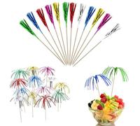 100Pcs Palm Tree Cocktail Picks,Fireworks Sparkle Party Sticks, Foil Wooden Topper Decor for Cocktails, Cupcakes, Fruit Platters & Drinks for Birthday, Wedding, Christmas & Beach Party Decoration