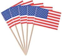 100Pcs Paper American Flag Picks Mini Fruit Cocktail Food Toothpick Sticks Flag,National Flag Sign