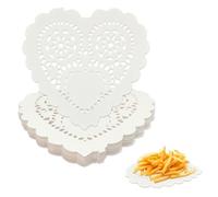 100PCS Paper Doilies Heart Shape White Lace Decorative Mats, Elegant Doilies Lace Paper for Baking, Cupcakes, Disposable Placemats for Parties, Desserts, Table, Cake Tin Liners Kitchen Accessories