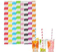 100pcs Paper Straws Biodegradable Disposable Straw,Stripe Colored Paper Drinking Straw Juice Coffee Cold Cocktail Straws for Birthday Wedding Bridal/Baby Shower Rainbow Party Straws Drink Accessories