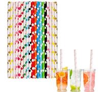 100pcs Paper Straws Biodegradable Disposable Straws,Large Dot Colored Paper Drinking Straws Juice Coffee Cold Cocktail Straws for Birthday Wedding Bridal/Baby Shower Party Straws Drink Accessories