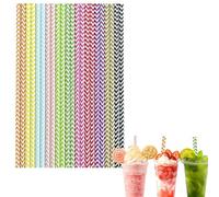 100Pcs Paper Straws for Craft,8 Inch 6mm Bore Biodegradable Disposable Straw,Wave Colored Paper Drinking Straws Coffee Juice Cocktail Straws for Birthday Wedding Baby Shower Party and DIY Decorations