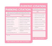 100pcs Parking Citation Note Pad Parking Ticket Pad 4X 5.5 Inch Bad Parking Cards Parking Violation Cards with Violation Reasons (Pink)