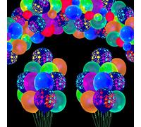 100PCS Party Supplies Glow Party Neon Party Supplies Set Neon Glow Balloons Glow in the Dark, Birthday Party Balloons, Neon Balloons Decoration, 12" Star Glow Balloons Mixed Color Glow Balloons…
