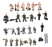 100pcs People Models Set, 1:87 HO Scale Railway Model Worker Well Painted Figures with Bucket Ladder for Train Sand Miniature Scenes