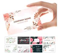 100PCS Personalised Business Cards - Custom Business Cards with Logo Picture Customizable Waterproof for Small 300gsm Matte Paper Front & Back Sides Printed 3.5" X 2" (Flower)