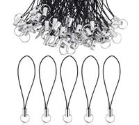 100PCS Phone Charm Loop String Split Ring Strap Mobile Lariat Lanyard Sliver Tone Split Ring Cellphone Strap Charm Cords For Cellphone Usb Drive Keychain Diy