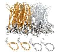 100PCS Phone Keychain Strap, 58mm Cell Phone Split Ring Strap, Gold/Silver Cellphone Charms Lanyard String, Lanyard Straps for USB Drive and Camera, Clasp Cords for DIY Decorations