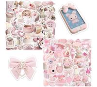 100pcs Pink Coquette Aesthetic Stickers - Waterproof Vinyl Cute Stickers for Laptop, Phone, Journal | Fun Decorative Stickers for Women & Adults