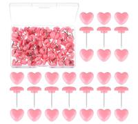 100pcs Pink Drawing Pins, Mabor Heart Thumb Tacks, Pins for Pinboard, Cork Board Pin, Bulletin Board Decorative Push Pin for Hanging Notes in Cafes Homes Decorations Ornament Office