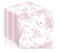 100Pcs Pink Floral Paper Napkins Spring Pink and White Flower Napkins Party Supplies Floral Dessert Hand Towel tissue Decorative Toile for Wedding Birthday Baby Shower Garden Tea Summer Party Favor
