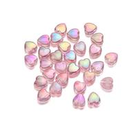 100PCS Pink Heart Shape Beads 9mm,Acrylic Loose Beads,Iridescent Resin Beads for Crafting