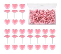 100pcs Pink Heart Thumb Tacks, Drawing Pins Bulletin Board Decorative Push Pins, Pin for Pinboard, Cork Board Pin for Hanging Notes in Cafes Office Homes Decorations Ornament(Pink)