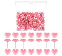 100Pcs Pink Pins, Mabor Love Heart Push Pins for Cork Board Plastic Push Pin Cute Thumb Tacks for Posters Photos Postcards Decorative