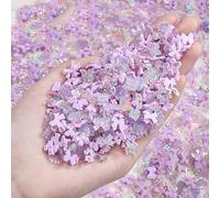 100PCS Pink Purple Bow Nail Charms 3D Aurora Nail Art Charms, DIY Accessories Resin Bow Nail Charm, Mixture Styles Butterfly Bow Flower Bear Lollipop Heart for Nail Art Decoration (Purple)