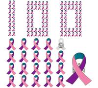100pcs Pink Purple Teal Ribbon Awareness Pins Thyroid Cancer Awareness Enamel Lapel Brooches