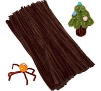 100Pcs Pipe Cleaners for Craft,30cm Long Pipe Cleaners Wire,Flexible Fluffy Chenille Stems Craft Supplies for DIY Art Projects,Flower Making,Christmas Halloween Holiday Home Decorations-Brown